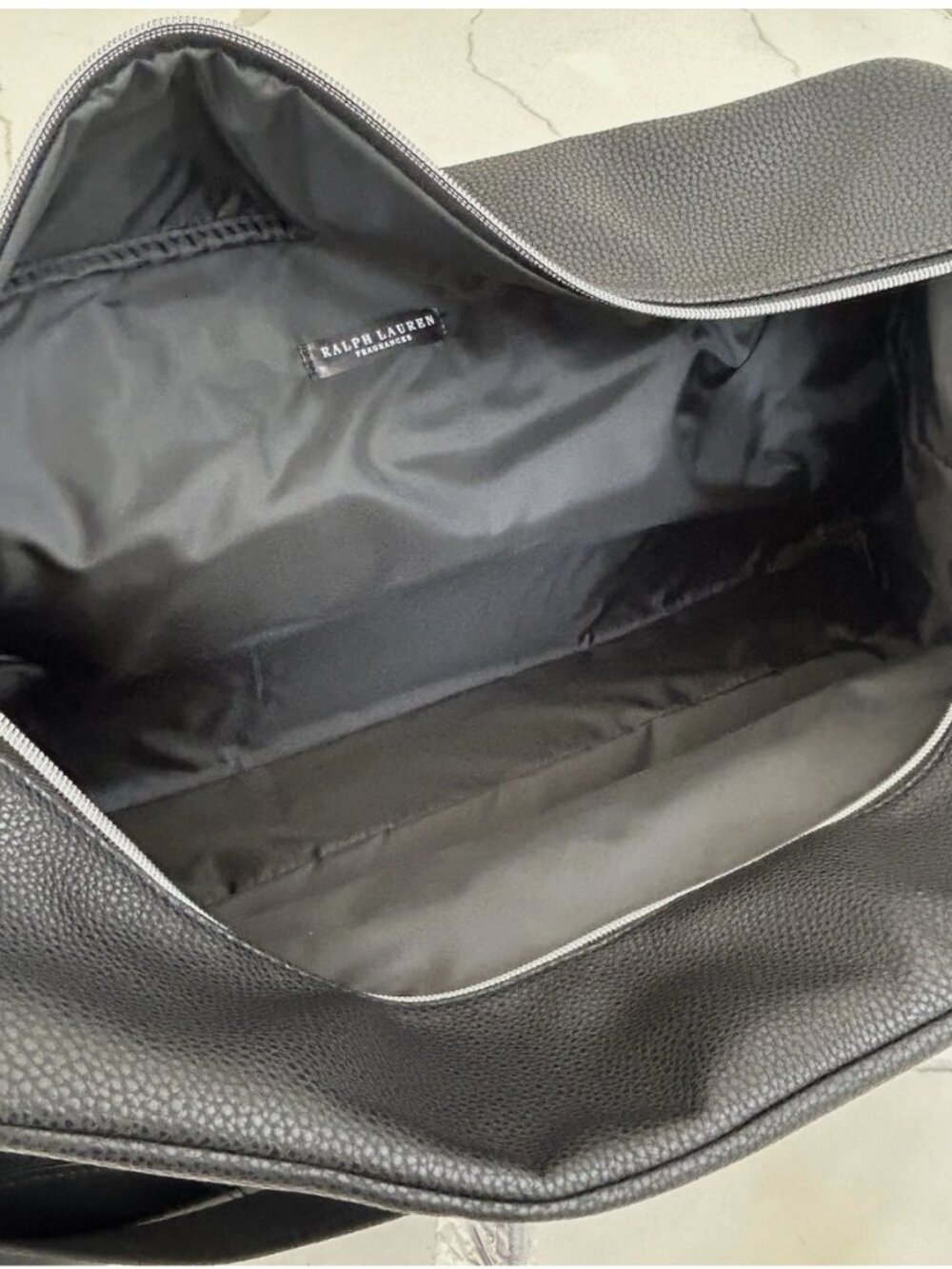 Ralph Lauren Fragrances Duffle Black Faux Leather Travel Shoulder Gym Bag New - Picture 11 of 13